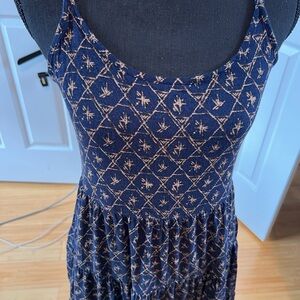 Navy Blue Patterned Women's Dress